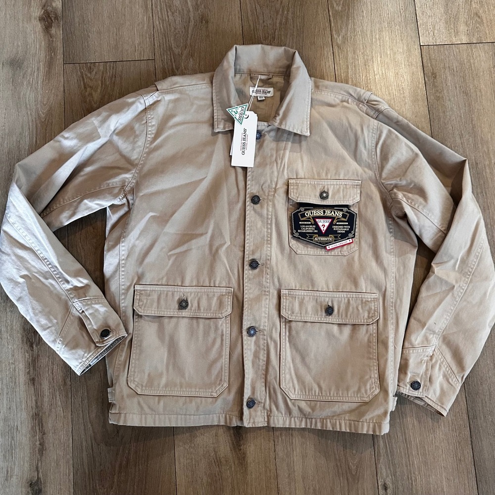 Guess Jeans Mens Safari Tan Field Jacket Sustainable Denim XL M3RL37WG0V1